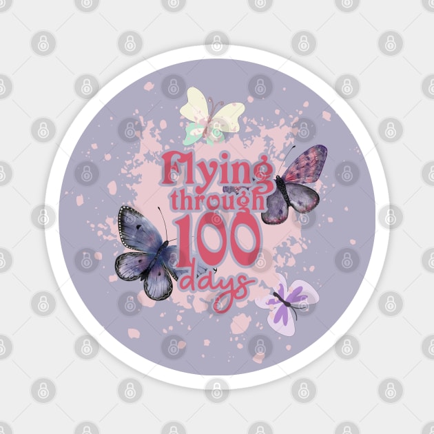 Celebrate 100 Days of School - Butterflies 100 Days Smarter Magnet by alcoshirts